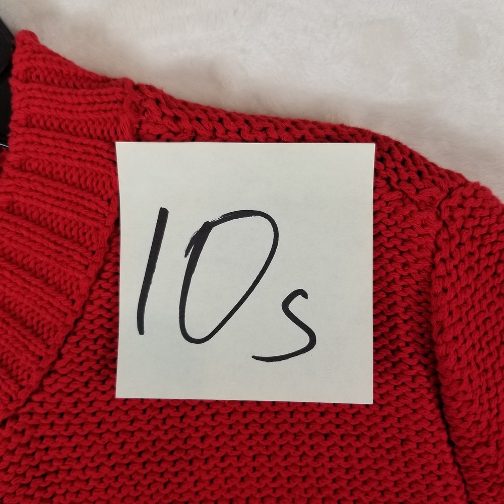 Zara Cardigan Sweater Womens S Red Gold Button Textured Knit Cropped 3/4 Sleeve - Picture 8 of 8